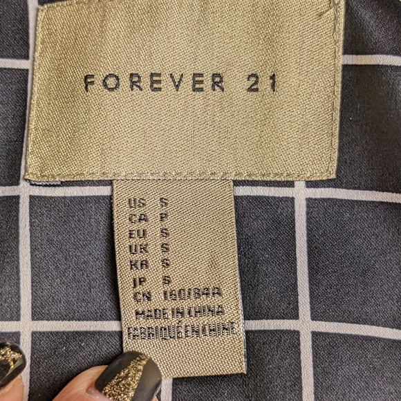 ☀️Forever 21 plaid blazer jacket Small black White checks geometric - Picture 12 of 16